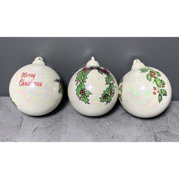 Other - Porcelain Glass Christmas Ornaments 3.5in. (lot of 3)